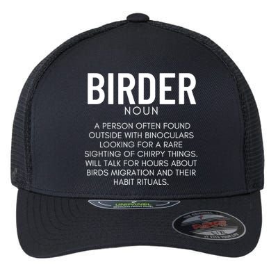 Birder Definition Funny Bird Watching Flexfit Unipanel Trucker Cap
