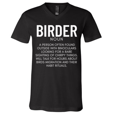Birder Definition Funny Bird Watching V-Neck T-Shirt