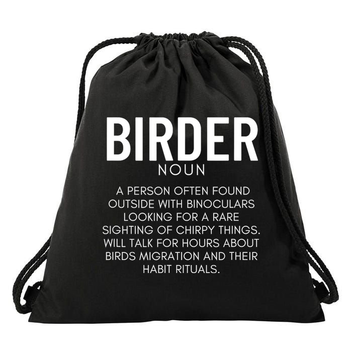 Birder Definition Funny Bird Watching Drawstring Bag