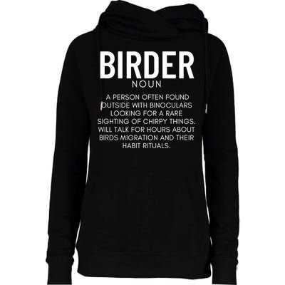 Birder Definition Funny Bird Watching Womens Funnel Neck Pullover Hood