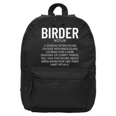 Birder Definition Funny Bird Watching 16 in Basic Backpack