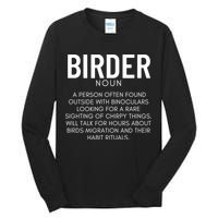 Birder Definition Funny Bird Watching Tall Long Sleeve T-Shirt