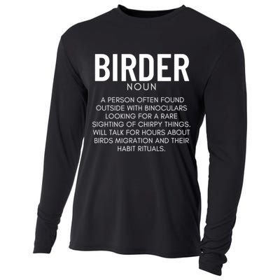 Birder Definition Funny Bird Watching Cooling Performance Long Sleeve Crew