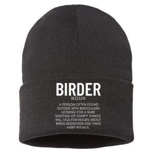 Birder Definition Funny Bird Watching Sustainable Knit Beanie