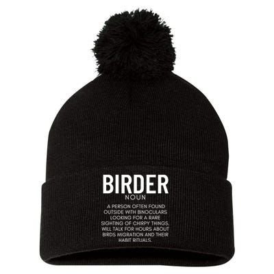 Birder Definition Funny Bird Watching Pom Pom 12in Knit Beanie