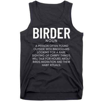 Birder Definition Funny Bird Watching Tank Top