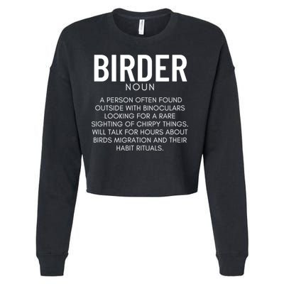 Birder Definition Funny Bird Watching Cropped Pullover Crew