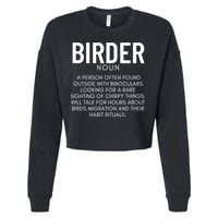Birder Definition Funny Bird Watching Cropped Pullover Crew