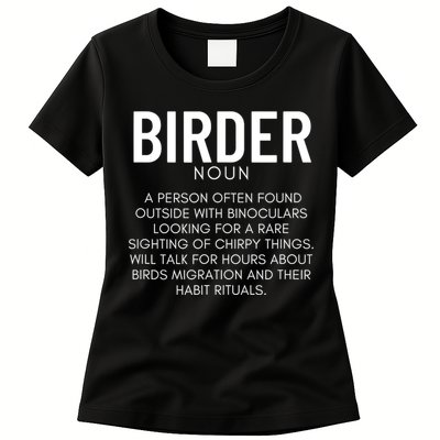 Birder Definition Funny Bird Watching Womens T-Shirt