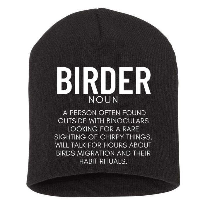 Birder Definition Funny Bird Watching Short Acrylic Beanie