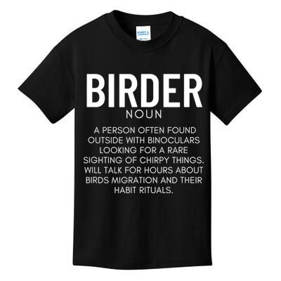 Birder Definition Funny Bird Watching Kids T-Shirt