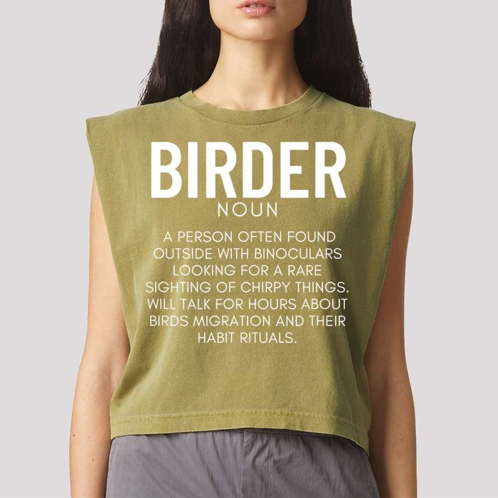 Birder Definition Funny Bird Watching Garment-Dyed Women's Muscle Tee