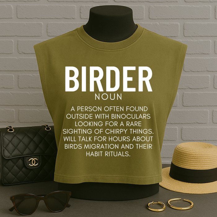 Birder Definition Funny Bird Watching Garment-Dyed Women's Muscle Tee
