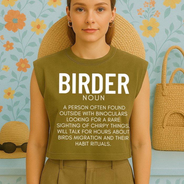 Birder Definition Funny Bird Watching Garment-Dyed Women's Muscle Tee