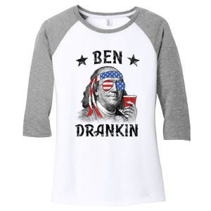 Ben Drankin Funny 4th Of July Women's Tri-Blend 3/4-Sleeve Raglan Shirt