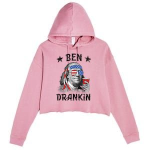 Ben Drankin Funny 4th Of July Crop Fleece Hoodie