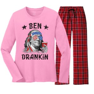 Ben Drankin Funny 4th Of July Women's Long Sleeve Flannel Pajama Set 