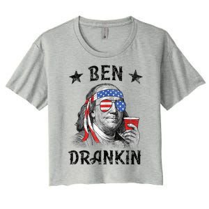 Ben Drankin Funny 4th Of July Women's Crop Top Tee