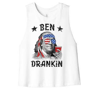 Ben Drankin Funny 4th Of July Women's Racerback Cropped Tank