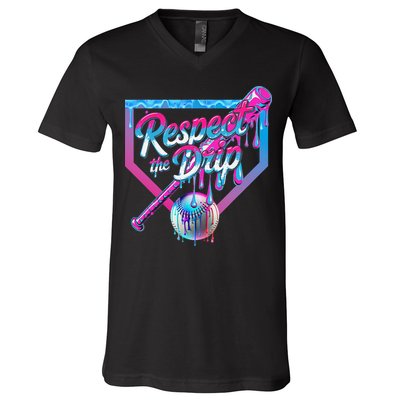 Baseball Drip For Ice Cream Drip Baseball V-Neck T-Shirt