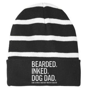 Bearded Dad Funny Beard Humor Father's Day Gift Idea Striped Beanie with Solid Band