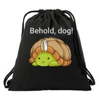 Behold Dog Funny Turtle Wearing A Priest Hat Drawstring Bag