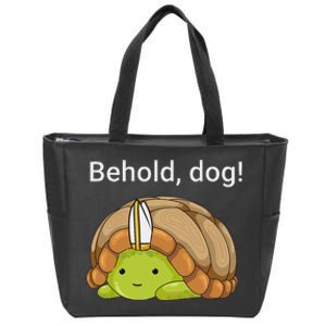 Behold Dog Funny Turtle Wearing A Priest Hat Zip Tote Bag