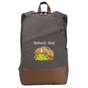 Behold Dog Funny Turtle Wearing A Priest Hat Cotton Canvas Backpack