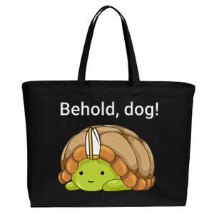 Behold Dog Funny Turtle Wearing A Priest Hat Cotton Canvas Jumbo Tote