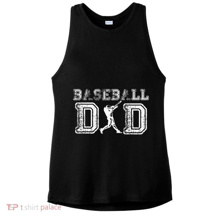 Baseball Dad Funny Fathers Day Gift For Daddy Papa Father Ladies PosiCharge Tri-Blend Wicking Tank