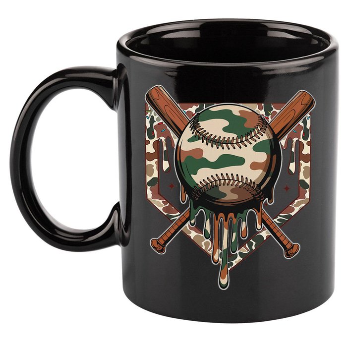 Baseball Drip For Ice Cream Dripping Baseball Camo 11oz C Handle Ceramic Mug