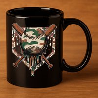 Baseball Drip For Ice Cream Dripping Baseball Camo 11oz C Handle Ceramic Mug