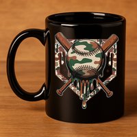 Baseball Drip For Ice Cream Dripping Baseball Camo 11oz C Handle Ceramic Mug
