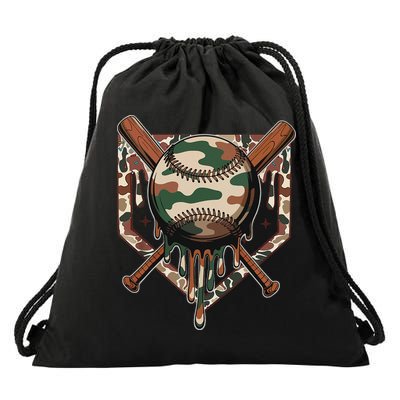 Baseball Drip For Ice Cream Dripping Baseball Camo Drawstring Bag