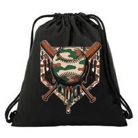 Baseball Drip For Ice Cream Dripping Baseball Camo Drawstring Bag