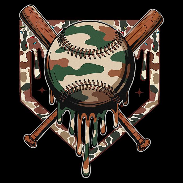 Baseball Drip For Ice Cream Dripping Baseball Camo Drawstring Bag