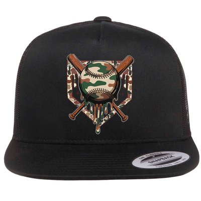 Baseball Drip For Ice Cream Dripping Baseball Camo Flatbill Hat