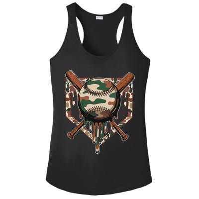Baseball Drip For Ice Cream Dripping Baseball Camo Ladies PosiCharge Competitor Racerback Tank