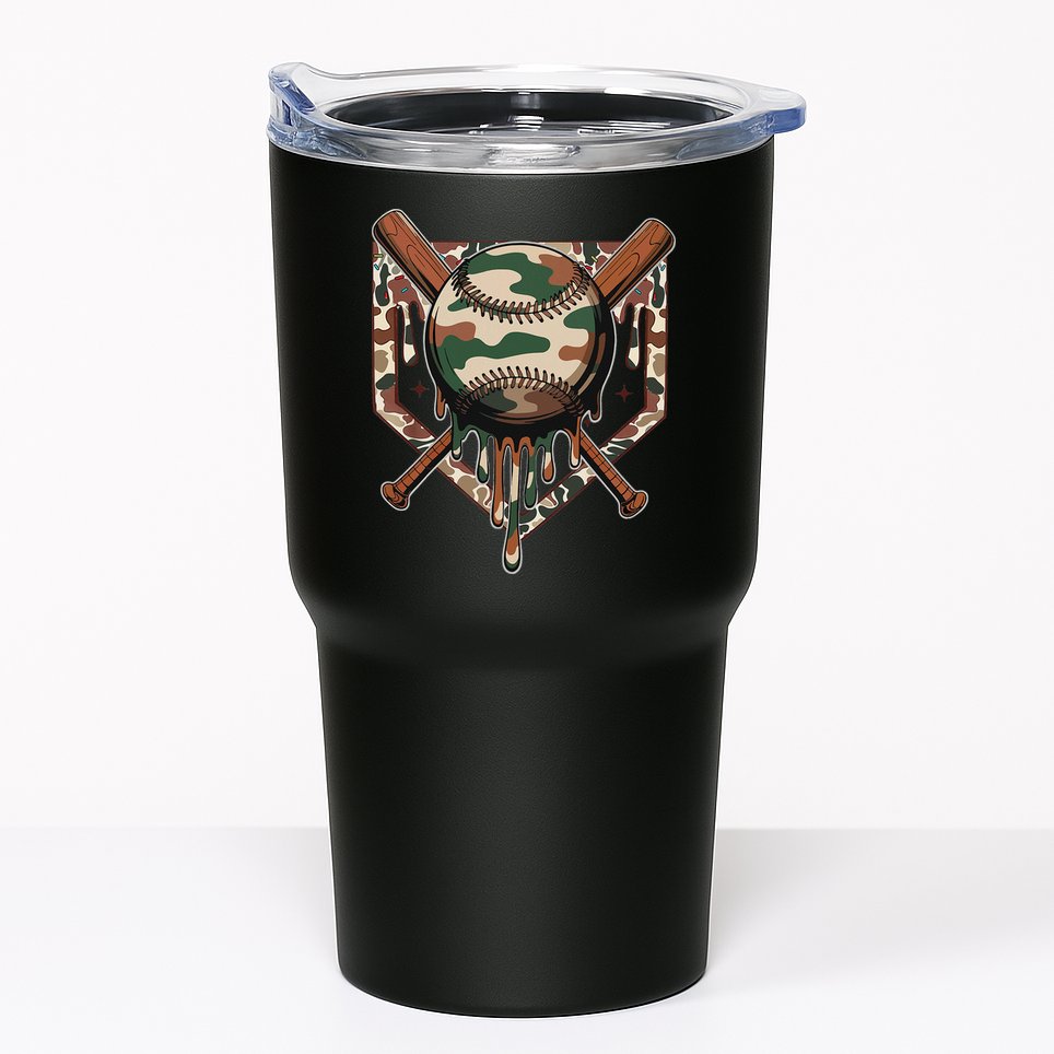 Baseball Drip For Ice Cream Dripping Baseball Camo Tumbler