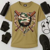 Baseball Drip For Ice Cream Dripping Baseball Camo Cooling Performance Crew T-Shirt
