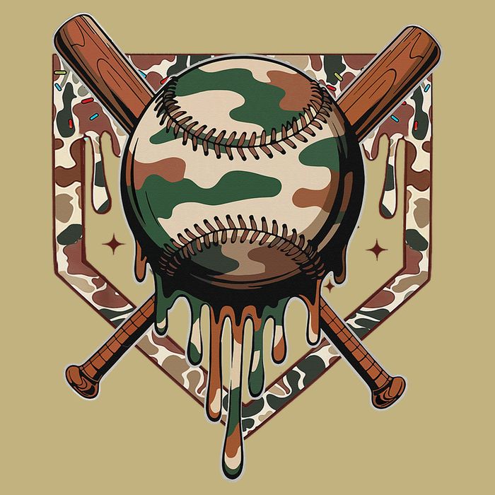 Baseball Drip For Ice Cream Dripping Baseball Camo Cooling Performance Crew T-Shirt