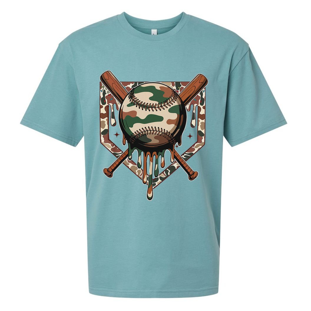 Baseball Drip For Ice Cream Dripping Baseball Camo Sueded Cloud Jersey T-Shirt