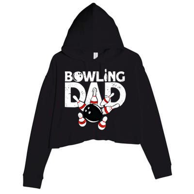 Bowling Dad Funny Bowling Player Bowler Bowling Cool Gift Crop Fleece Hoodie