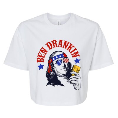 Ben Drankin Funny Fourth Of July 4th Of July Patriotic Merica Bella+Canvas Jersey Crop Tee