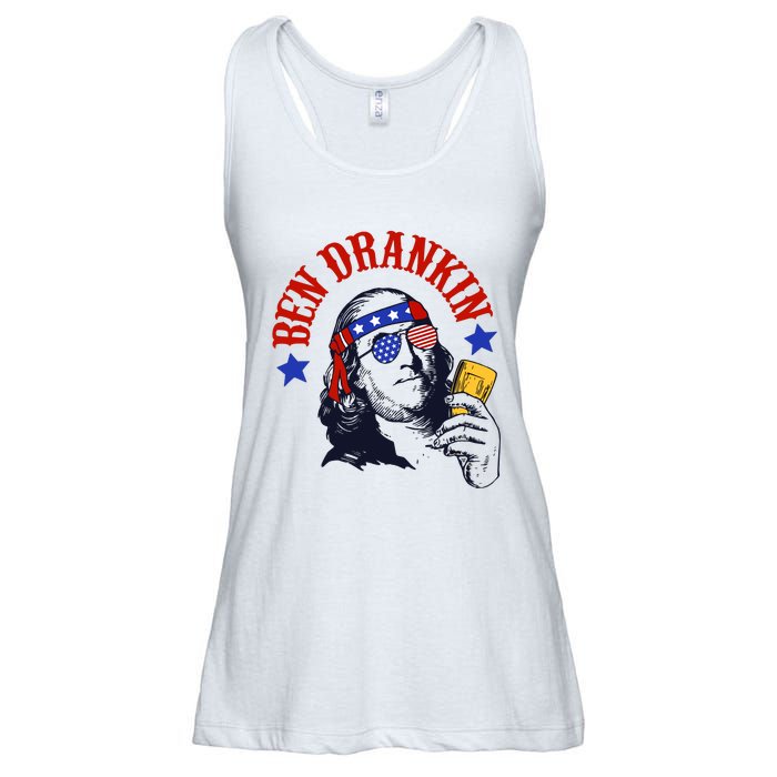 Ben Drankin Funny Fourth Of July 4th Of July Patriotic Merica Ladies Essential Flowy Tank