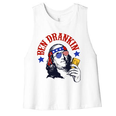 Ben Drankin Funny Fourth Of July 4th Of July Patriotic Merica Women's Racerback Cropped Tank