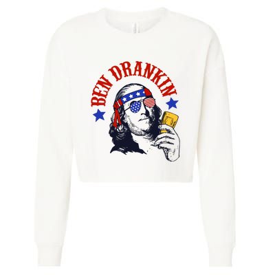 Ben Drankin Funny Fourth Of July 4th Of July Patriotic Merica Cropped Pullover Crew