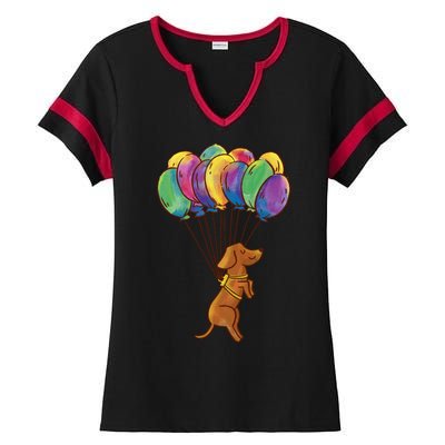 Balloon Dog Flying Ladies Halftime Notch Neck Tee