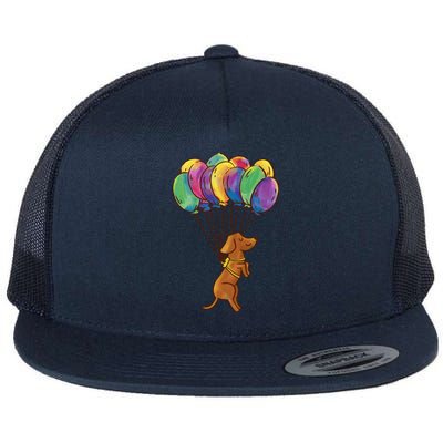 Balloon Dog Flying Flat Bill Trucker Hat