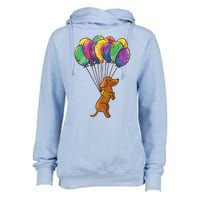 Balloon Dog Flying Womens Funnel Neck Pullover Hood